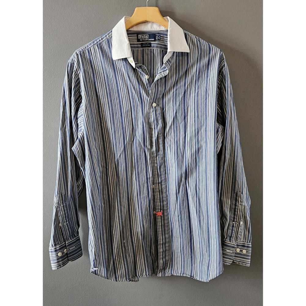 Polo Ralph Lauren Stripped Vintage Philip 17 Long Sleeve Button  White Collar